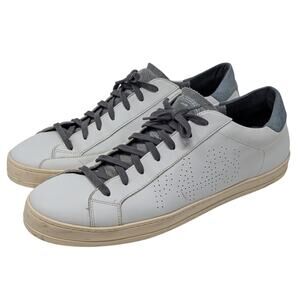 P448 John Mens Leather Sneakers White and Gray Size 50